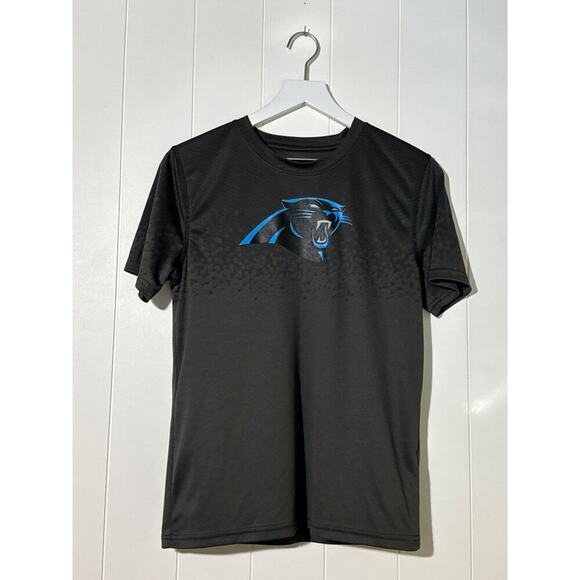 NFL T-Shirt Youth Large 14/16 Carolina Panthers Logo Black T-Shirt - Picture 1 of 7